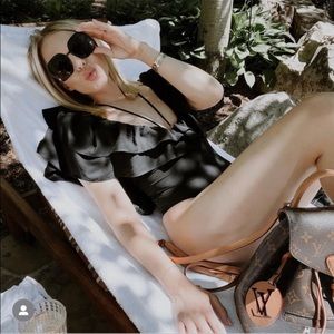 Zara Black Ruffle Top/Swimsuit/Bodysuit